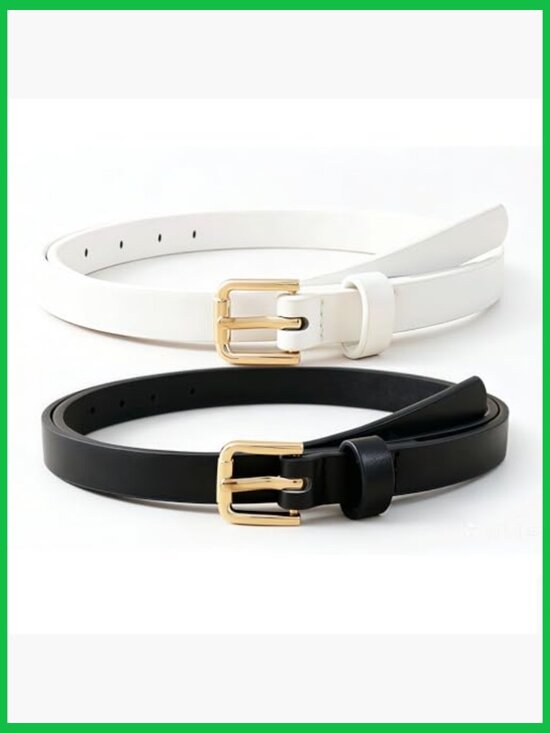 4 Pack Skinny Belts for Jeans Dress Waist Belt with Gold Buckle 0.55\